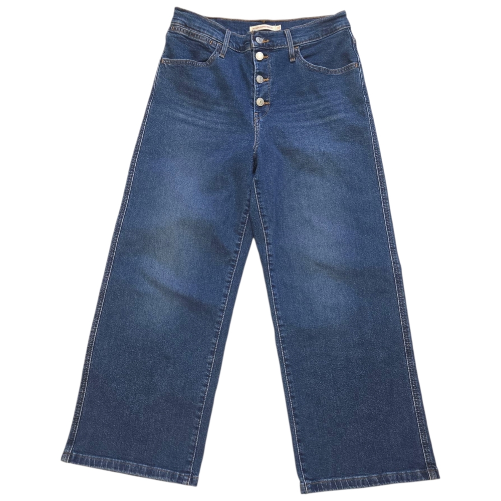 Levi’s Mile High Cropped Wide Leg Jeans 30 Sun Devil Heat Button Fly Indigo Blue